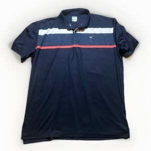 Callaway Men's Opti-Dri Polo Shirt - Black and Gray with Red Stripe sz L
